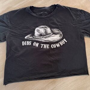 Miss Me Black Graphic Crop Top with Cowboy Hat